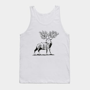 Black and White Nature Minimal Deer Tank Top